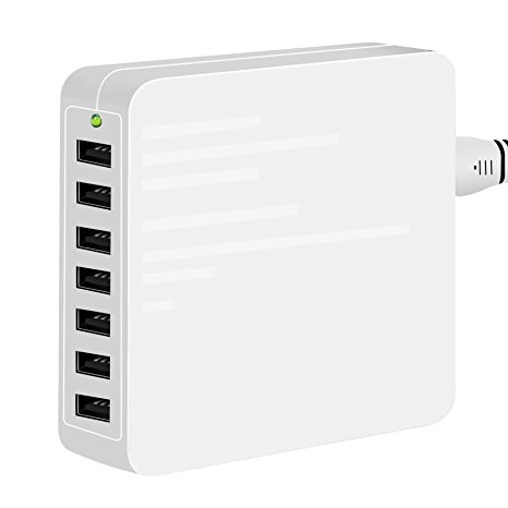 Wyness USB Charger 45W/9A 7-Port Charge 3.0 Ports Desktop Charging Station with Smart IC Tech for Android, LG, HTC, iPhone, iPad and More(White)