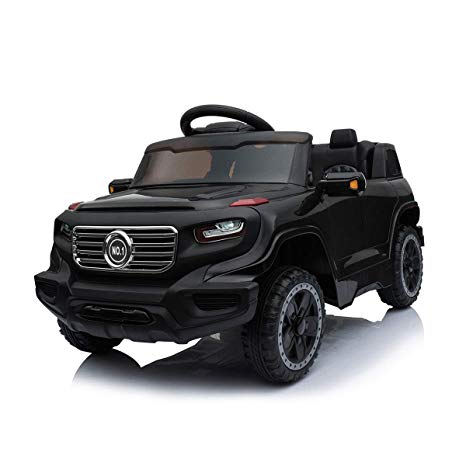 JAXPETY 6V Kids Ride On Car Truck w/ Parent Control 3 Speeds LED Headlights MP3 Player Horn (Black)