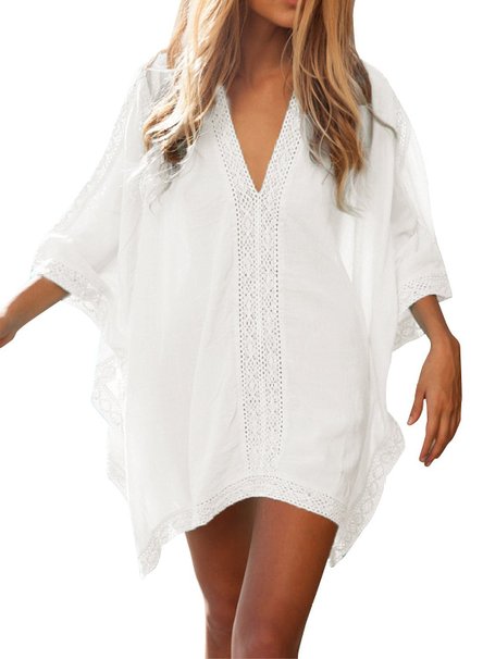 HIMONE Women's Solid Oversized Beach Cover Up