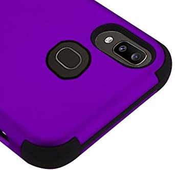 Kaleidio Case Compatible for Samsung Galaxy A20 A205 [TUFF] Rugged Armor 3-Piece [Shock/Impact Protection] Dual Layer Hybrid Rubber Cover [Purple]