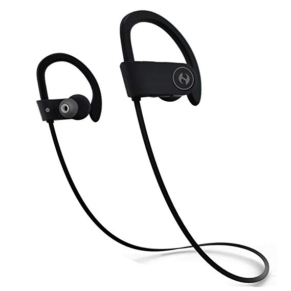 Bluetooth Headphones, Hussar Magicbuds Best Wireless Sports Earphones with Mic, IPX7 Waterproof, HD Sound with Bass, Noise Cancelling, Secure Fit, up to 9 hours working time