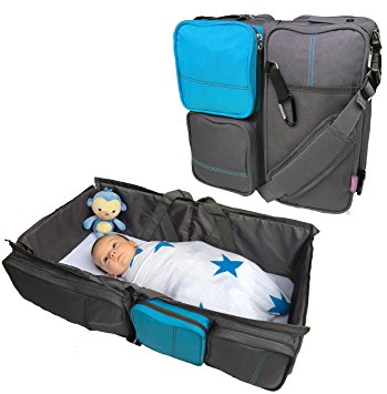 Boxum 3 in 1 - Diaper Bag - Travel Bassinet - Change Station (Blue) #1 Baby Diaper Tote Bag Bed Nappy Infant Carrycot Crib Cot Nursery Portable Change Table Portacrib Boy Girl Top Best Quality Newborn