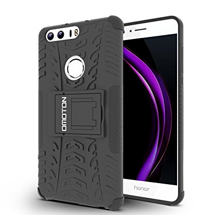 OMOTON Huawei Honor 8 Case - Dual-Layer [Soft TPU Interior] [Durable PC Exterior] High Impact Resistant Case For Honor 8, Black