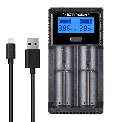 Victagen Universal Battery Charger,LCD Display Rapid Charger for Rechargeable Batteries Ni-MH Ni-Cd AA AAA AAAA C D RCR123A RCR123 Li-ion LiFePO4 IMR and All Kind of Cylindrical Rechargeable Battery