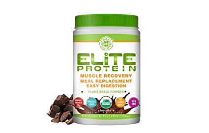 Elite Protein - Organic Plant Based Protein Powder, Chocolate, Pea and Hemp Protein, Muscle Recovery and Meal Replacement Protein Shake, USDA Organic, Non-GMO, Dairy-Free, 1.24 pounds