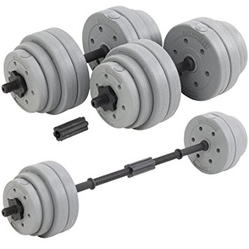 DTX Fitness 30Kg Adjustable Weight Lifting Dumbbell Barbell Bar & Weights Set - Silver