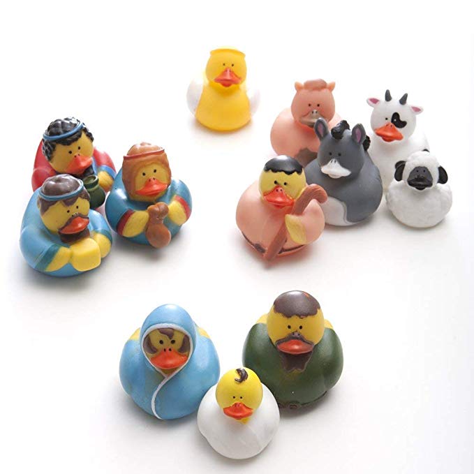 Fun Express 2" Vinyl Nativity Rubber Duckies | 24 Count | Decoration for Holiday Season, Christmas Celebrations, Party Favors, and Special Occasions