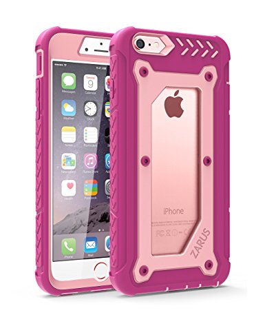 For iPhone 6 Plus / 6s Plus [Heavy Duty] For Apple Full-body Premium Hybrid Protective Cover with Built-in HD Clear Screen Protector, Dual Layer   Impact Resistant Bumper Armor Shield (Rose Gold/Pink)