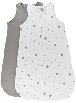 100% Cotton Wearable Blanket Baby Sleep Bag Grey Stars 2 Pack (6-12 Months)