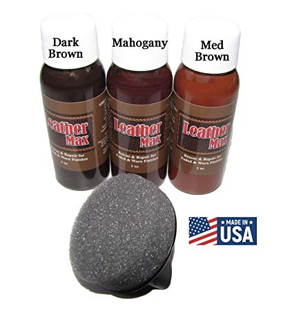 Leather Max Quick Blend Refinish and Repair Kit, Restore, Recolor & Repair / 3 Color Shades to Blend with/Leather Vinyl Bonded and More (Dark Browns)