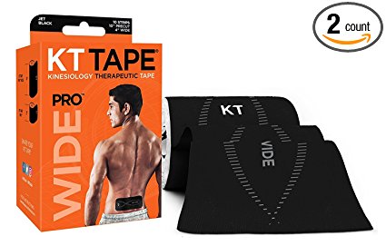 KT Tape PRO WIDE Kinesiology Sports Tape, 10 Precut 10 Inch Strips, Double Width for Lower Back or Large Muscle Groups, 100% Synthetic, Water Resistant, Breathable