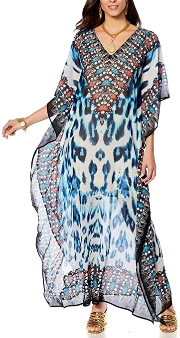 Bsubseach Women's Swimwear Turkish Kaftans Swimsuit Cover up Caftan Beach Long Dress