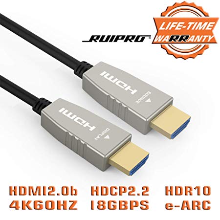 RUIPRO HDMI Fiber Cable 33 feet Light High Speed Support 18.2 Gbps 4K at 60Hz HDMI 2.0 Subsampling 4:4:4/4:2:2/4:2:0 Thin Slim and Flexible With Optic Technology 10m