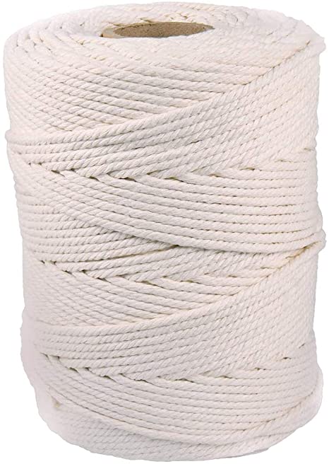 Macrame Cotton Cord,Not Dyed,Natural Color Handmade Soft 4-Strand Cotton Cord Rope for Macrame,Wall Hanging,Plant Hanger,DIY Craft Making,Knitting,Home Decoration (4mm x 300m(about 327 yd))