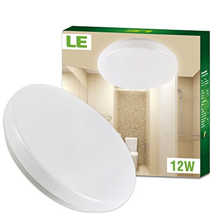 LE 12W 27.5cm LED Ceiling Lights, 100W Incandescent Bulb Equivalent, IP44, Warm White, 950lm, Lighting for Bathroom, Kitchen, Hallway, Flush Ceiling Lights