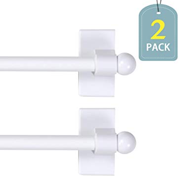 Widely-Used Adjustable Appliance Magnetic Curtain Rods Suitable for Any Steel Surface, 16 to 28 Inch, White, 1/2 Inch Diameter, 2 Packs