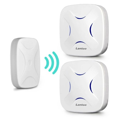 Wireless Doorbell, Lantoo® ABS Material IP44 Waterproof/Dustproof Portable Door-Bell Kit with Intelligent Touching Switch,500 Feet Operating Range,52 Melodies,1 Button and 2 Doorbell Chime
