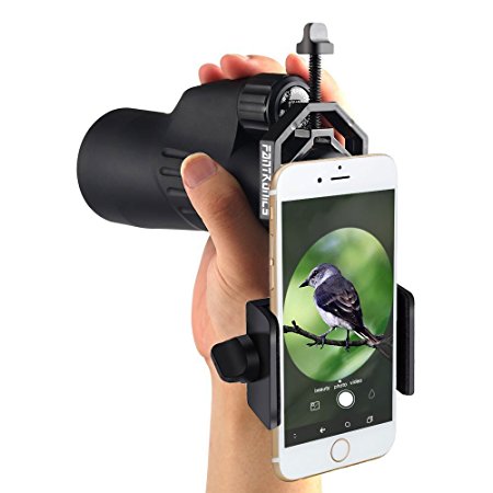 Fantronics Cellphone Adapter Mount Telescope Microscope Camera Holder, Compatible with Binocular Monocular Spotting Scope, For Iphone Sony Samsung Moto Etc -Record the Nature of the World