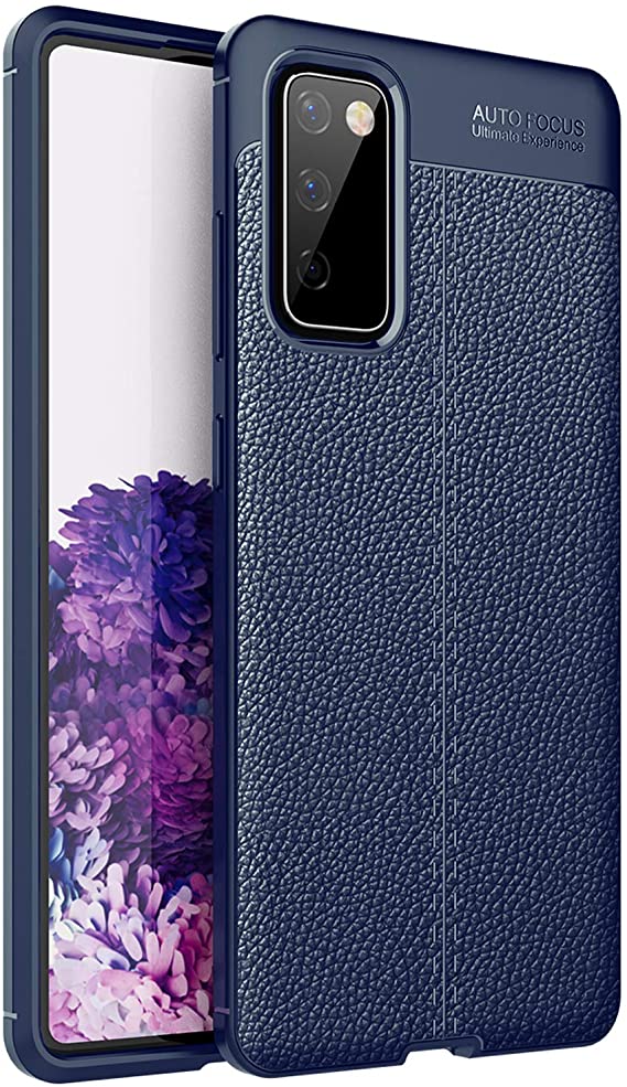 BAISRKE Galaxy S20 FE Case, Slim Luxury Leather Pattern Design Soft Rubber Shock Absorption Protective Bumper Phone Case Cover for Samsung Galaxy S20 FE 5G (2020) - Blue