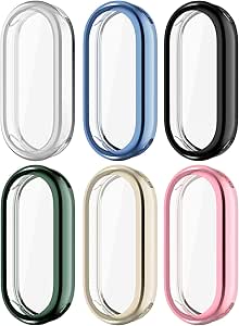 Screen Protector Case Compatible with Xiaomi Smart Band 8 Watch Screen Protector Cases Soft TPU All-Around Cover Scratch Resistant Protective Case for Mi Band 8 (6Colors)