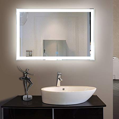 55 x 36 In Horizontal LED Bathroom Silvered Mirror with Touch Button (N031-C)