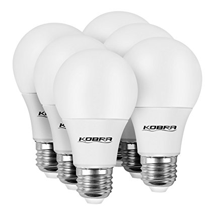 KOBRA [6-Pack] LED Light Bulbs - Dimmable 7W (60 Watt Equivalent) A19 Soft White Bulb [2700K] E26 Base
