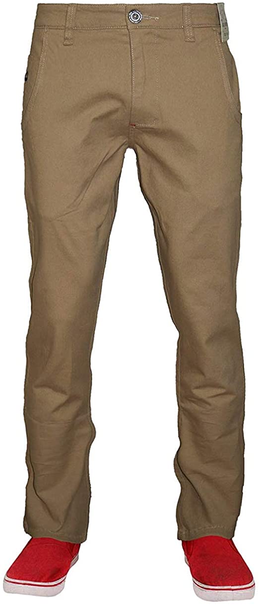 Mens Chinos Trousers Slim Fit Jeans Stretch Straight Leg Pants