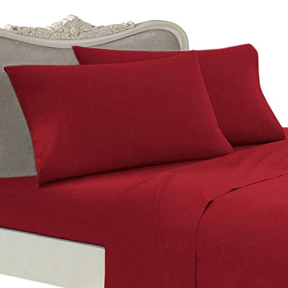 Egyptian Bedding Rayon from BAMBOO Sheet Set - Full Size Red 1000 Thread Count Cotton Sheet Set (Deep Pocket)