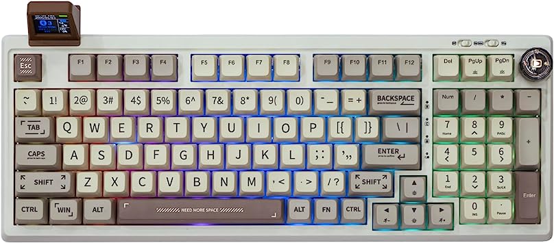 EPOMAKER RT100 97 Keys Gasket BT5.0/2.4G/USB-C Mechanical Gaming Keyboard with Customizable Display Screen, Knob, Hot Swappable Socket, 5000mAh Battery for Win/Mac (Gateron Yellow Switch)