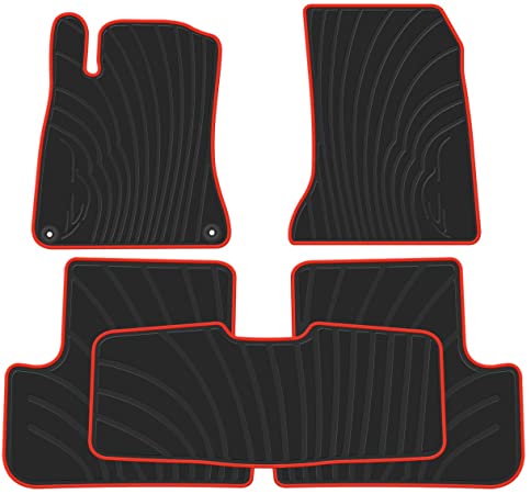 biosp Car Floor Mats for Mercedes Benz GLA 2014-2019 Front And Rear Heavy Duty Rubber Liner Set Black Red Vehicle Carpet Custom Fit-All Weather Guard Odorless