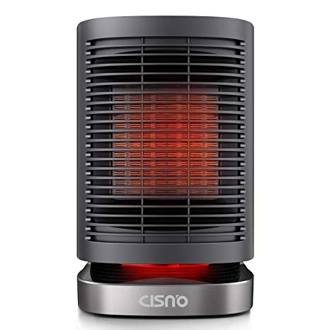 CISNO Personal Space Heater, Oscillating Ceramic Warmer Under the Desk Electric Heater for Home, Office and Garage - Space Grey
