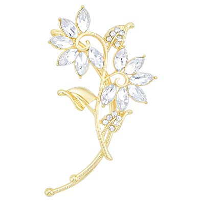 Chic Jewelry Gold-Tone Clear Crystal Art Deco Lotus Flower Cluster Ear Wrap Ear Cuff Earring