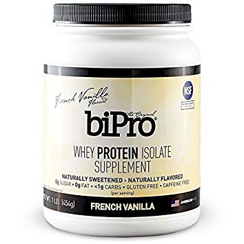 BiPro 100% Whey Protein Isolate, 1lb, French Vanilla, All Natural, Sugar-Free, Lactose-free, Gluten-free, 90 calories