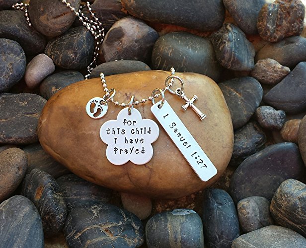 For This Child I Have Prayed | 1 Samuel 1:27 | New Baby Necklace | New Mom Necklace | Bible Verse Necklace | Religious Necklace | Cross Necklace