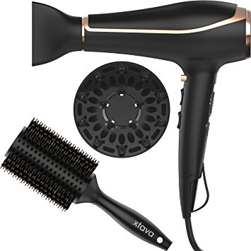 xtava Voluminous Toolkit - Double Shine Ionic Hair Dryer & Double Bristle Body Brush