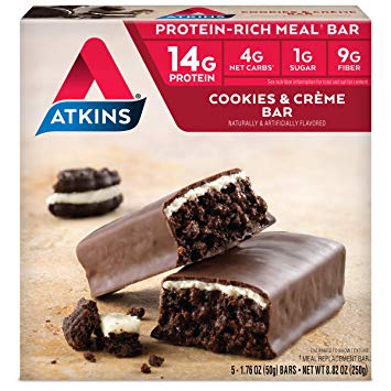 Atkins Protein-Rich Meal Bar, Cookies n' Crème, 5 Count