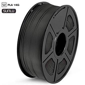 PLA 3D Printer Filament, SUNLU PLA Filament 1.75mm, Dimensional Accuracy  /- 0.02 mm, 1 kg Spool, 1.75mm, PLA Black