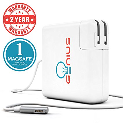 Genius MacBook Pro / Air Charger 85W Power Adapter With MagSafe 1 (L) Style Connector - Works With 45W 60W & 85W MacBooks - / Pro-11/13/15/17” - Compatible With Apple Macbooks (Mid 2012) & Before