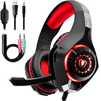 Gaming Headset for PS4, Beexcellent Comfort Noise Reduction Crystal Clarity 3.5mm LED Professional Headphone with Mic for Xbox One PC Laptop Tablet Mac Smart Phone