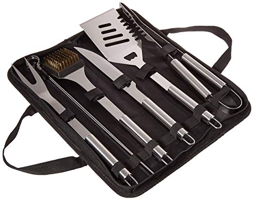 Home-Complete HC-1004 BBQ Tool Set-Stainless Steel Barbecue Grilling Accessories with, Silver