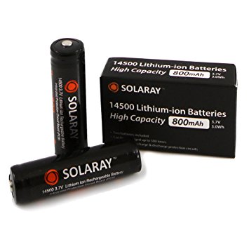 SOLARAY 14500 800mAh Rechargeable Lithium-ion Batteries with Protection Circuit Board (PCB)