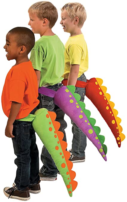 Fun Express Wearable Dinosaur Tails for Kids (Set of 6 Plush Tails) Costume Accessories