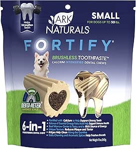 Ark Naturals Fortify Brushless Toothpaste, Dog Dental Chews for Small Breeds, Calcium Plus Omegas Support Strong Teeth and Immune Health, 12oz, 1 Pack