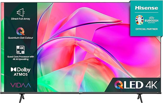 Hisense 65 Inch QLED Smart TV 65E77KQTUK - Quantum Dot Colour, 60Hz VRR, Dolby Vision, Bluetooth&HDMI, Share to TV, and Youtube, Freeview Play, Netflix and Disney  (2023 New Model)