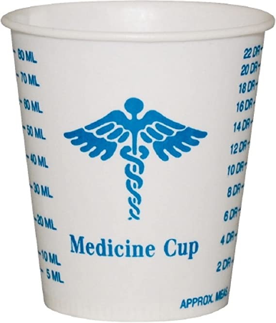 Solo Foodservice R3-43107 Medicine Design Wax Coated Paper Graduated Cup 3 oz., 100 Count