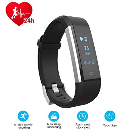 【Today Sale】Fitness Tracker,OUTAD Bluetooth Waterproof Smart Bracelet Intelligent Activity Tracker Sport Wristband with Step Tracker Calorie Counter & Sleep Monitor for Android and iOS Smartphone (Black)