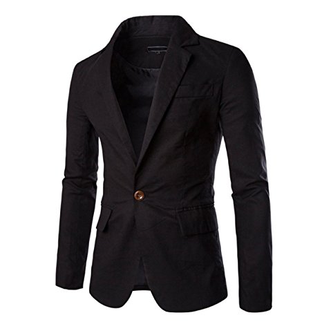 Pishon Men's Linen Blazer Lightweight Casual Solid One Button Slim Fit Sport Coat