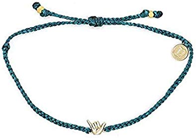 Pura Vida Gold Shaka Bracelet - Gold-Plated Charm, Adjustable Band - 100% Waterproof