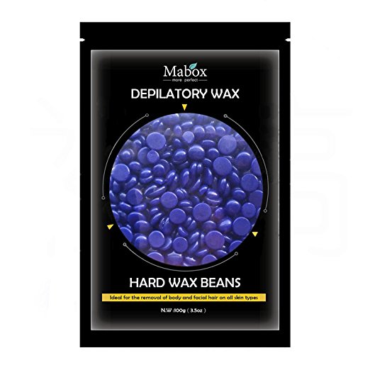 Hair Removal Hard Wax Beans - Mabox Painless Waxing Ideal for Removal of Bikini and Body Hair on All Skin Types - Easy Depilatory & No Strips Required (Purple)