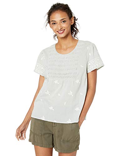 Lucky Brand Women's Smocked Embroidered Top